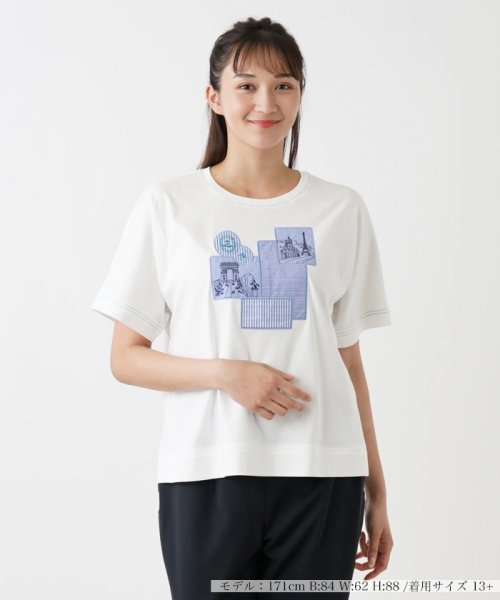 刺繍モチーフ半袖Tシャツ【Leilian WHITE LABEL】