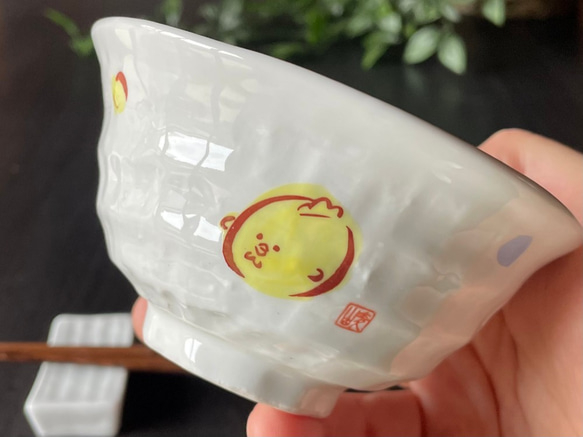 干支　子ども食器　ろくべ型豆茶碗 ＜酉（にわとり）＞