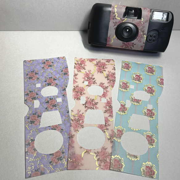 【1枚追加 200円】写ルンですカバー　3枚　箔押し花柄