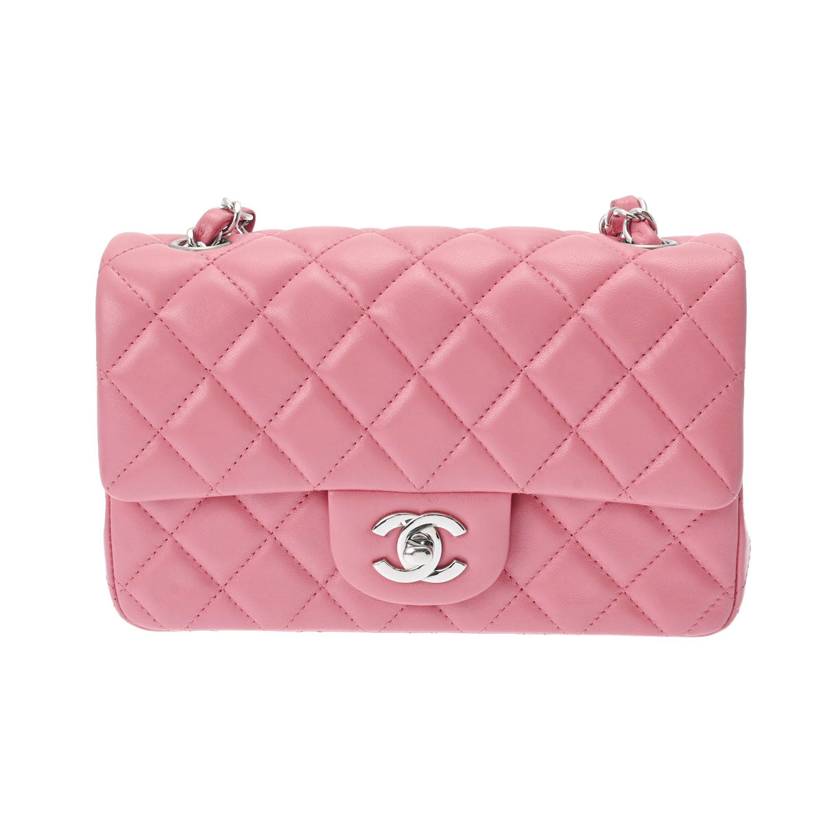 CHANEL シャネル マトラッセ ミニ マトラッセ チェーンショルダー ピンク シルバー金具 A69900 レディース ラムスキン ショルダーバッグ Aランク 中古 