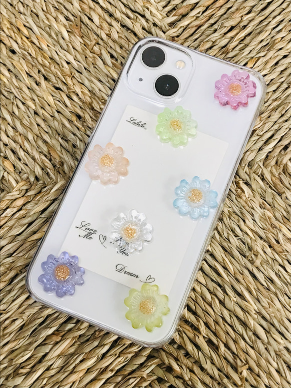 ぷっくりカラフル　お花のiPhoneケース