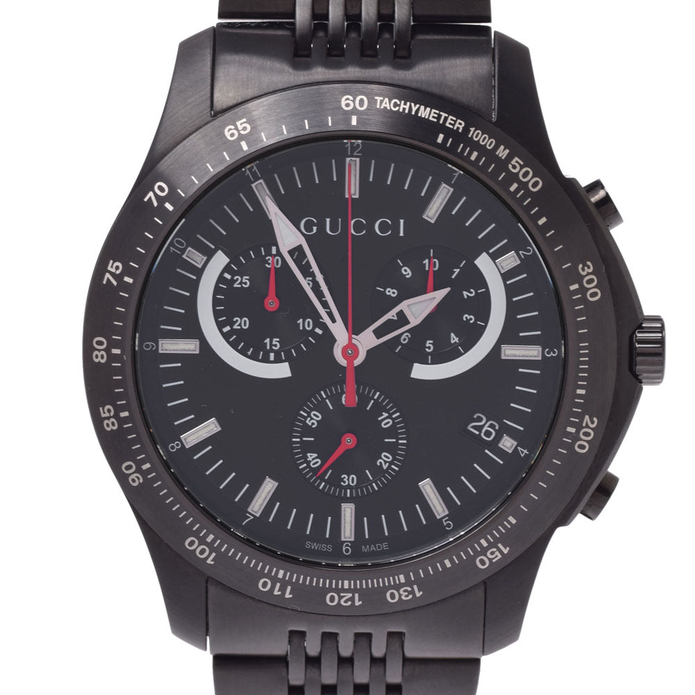 GUCCI グッチ Gタイムレス クロノ 126.2 メンズ SS(PVD) 腕時計 クオーツ 黒文字盤 Aランク 中古 