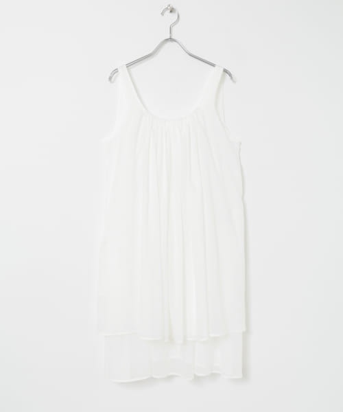 アーバンリサーチ/AMOMENTO　NECK SHIRRING SHEER DRESS