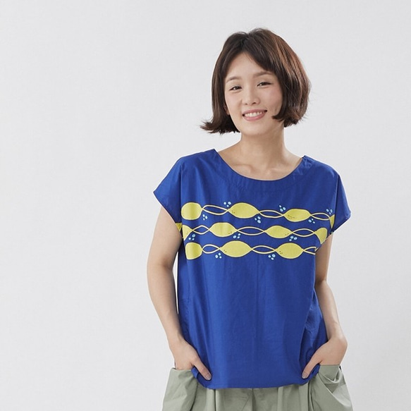 夏のレモン　レディーストップス　Ｔシャツ　半袖　クルーネック　コットン