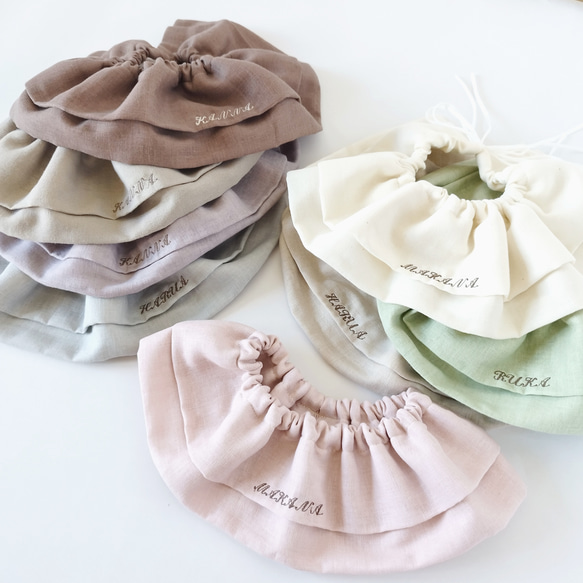 名入れOK　Simple　frill　bib*