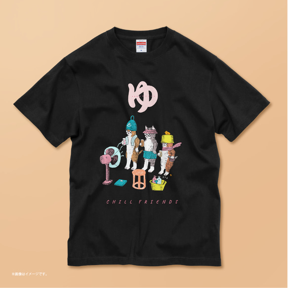 「CHILL FRIENDS_温泉ネコクラブ」コットンTシャツ/送料無料