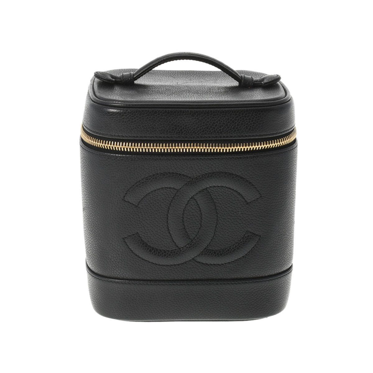 CHANEL シャネル 縦型バニティ 黒 ゴールド金具 レディース キャビアスキン ハンドバッグ ABランク 中古 