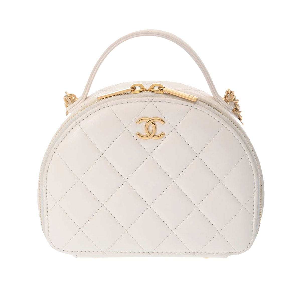 CHANEL シャネル マトラッセ 2WAY チェーン バニティ 白 ゴールド金具 AP3088 レディース ラムスキン ショルダーバッグ Aランク 中古 