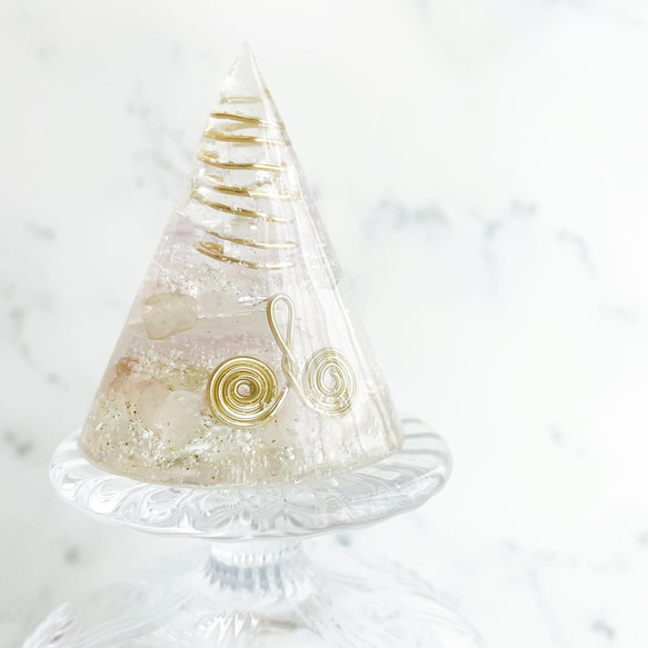 【再販】Orgonite Cone ✨Rose Quartz ✨天然石ローズクォーツ・水晶使用