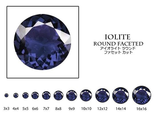 天然石 ルース 卸売　アイオライト（iolite）　ラウンドカット　iol-r　1.0mm10点セット