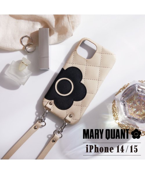 MARY QUANT マリークヮント iPhone 15 14 ケース スマホケース スマホショルダー 携帯 レディース PU QUILT LEATHER NE