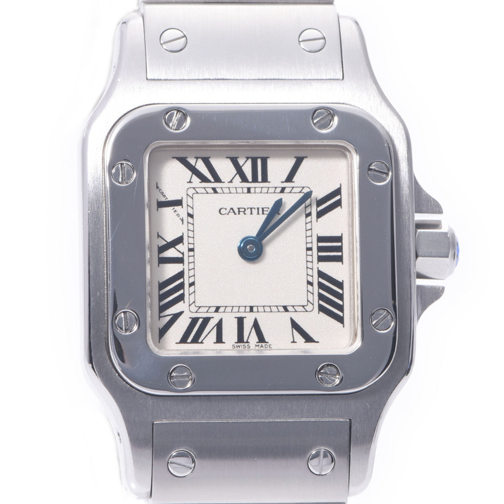 CARTIER カルティエ サントス ガルベ SM W20056D6 レディース SS 腕時計 クオーツ アイボリー系文字盤 Aランク 中古 