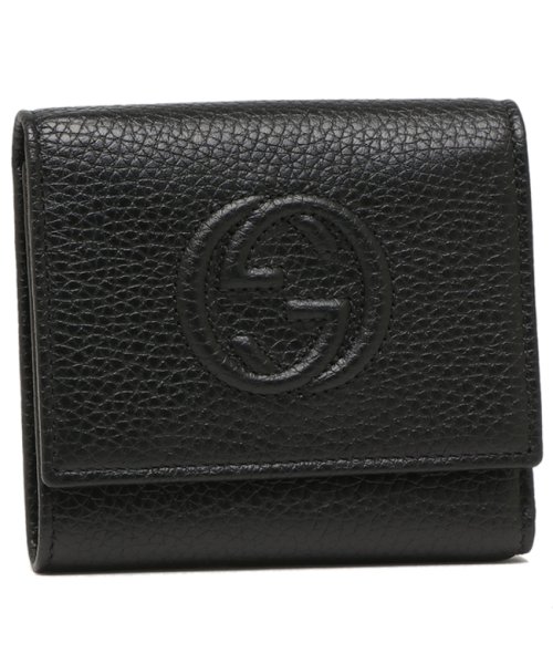 グッチ アウトレット 三つ折り財布 GGレザー ミニ財布 ブラック レディース GUCCI 598207 A7M0G 1000