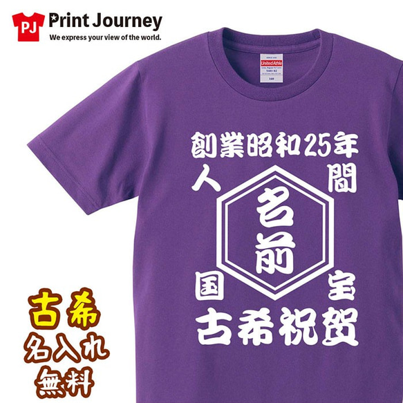 【古希祝い】人間国宝 還暦祝賀 名入れ 名前 Tシャツ 半袖 長袖 ちゃんちゃんこ ギフト プレゼント