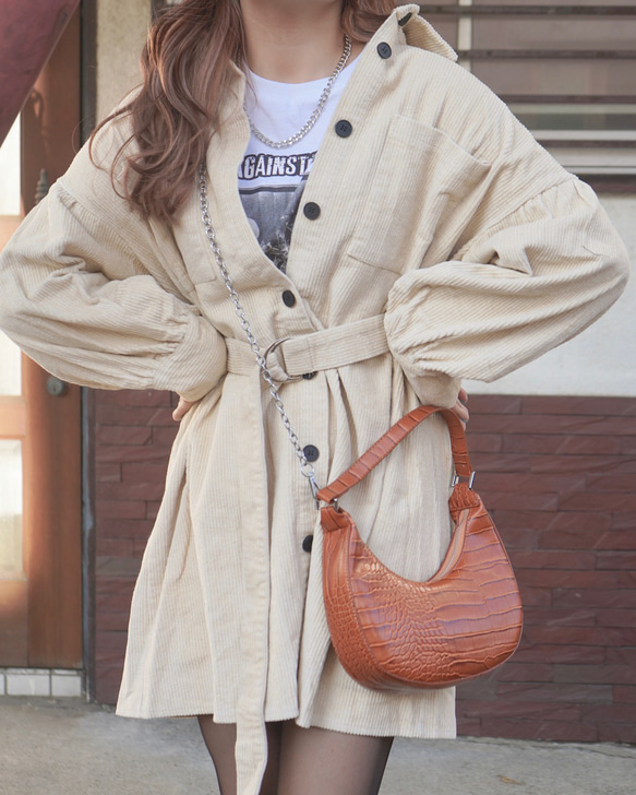 Corduroy Shirts Tunic *with Belt (ecru) ジャケット ベージュ 薄茶 カジュアル