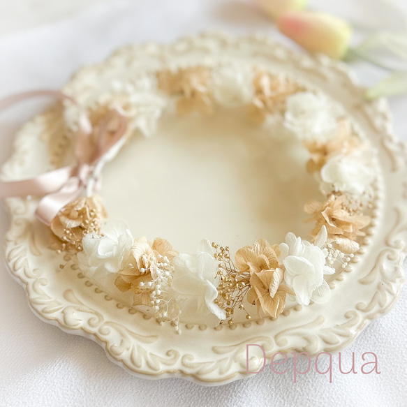 【送料無料】ベビー　キッズ　花冠　~kusumipink gold~  花かんむり　はなかんむり　結婚式　子供用　誕生日