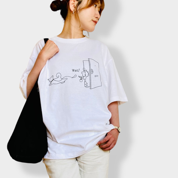 Tシャツ「散歩行くとき帰るとき」ホワイト