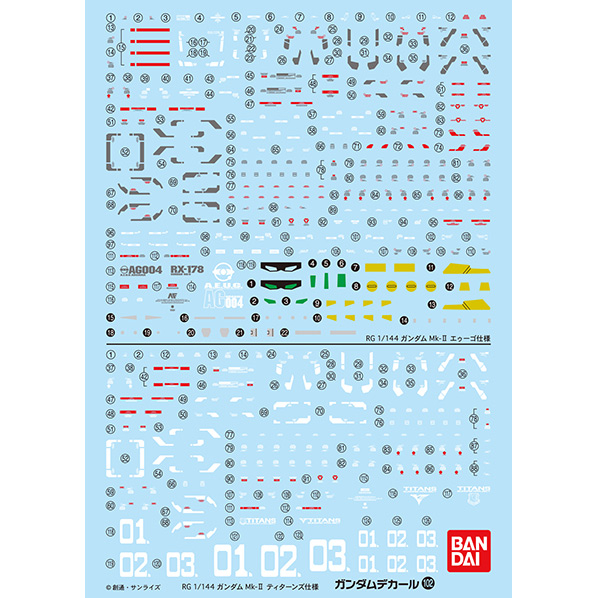 バンダイスピリッツ ガンダムデカールNo．102 RG ガンダムMk-II用 GD102RGｶﾞﾝﾀﾞﾑMK2ﾖｳN