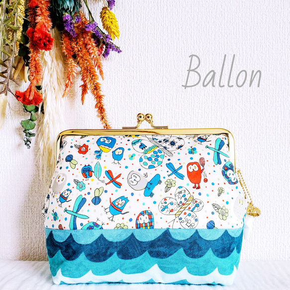 ◇送料無料◇Ballons LIBERTYs Elizas owls がま口ポーチL