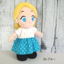 ぬいもーずのワンピース【２色水玉　白×ブルー】