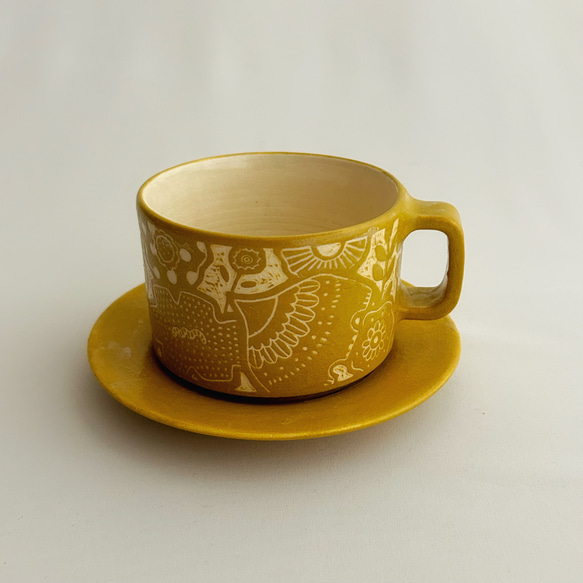 『carving cup&saucer』 - mustard B -