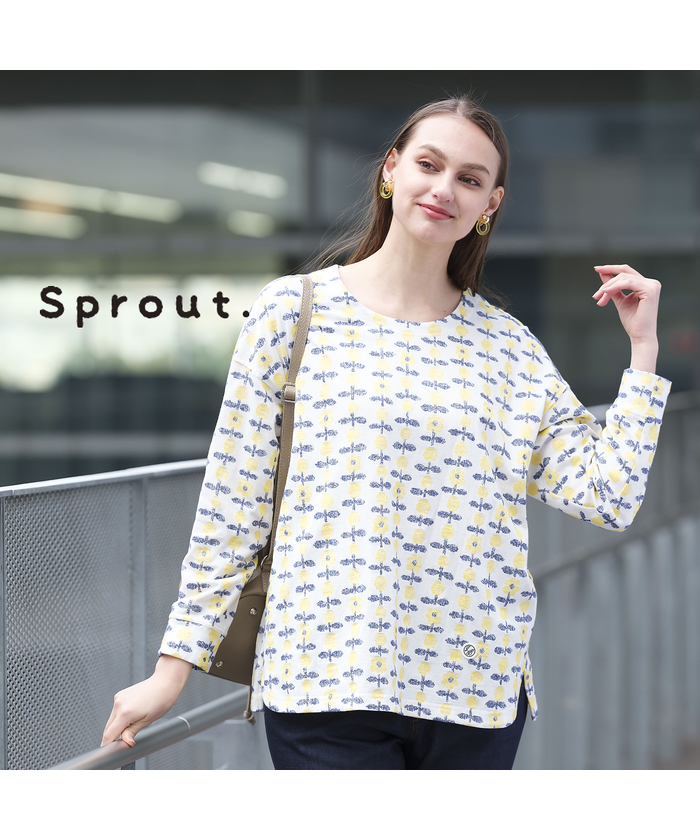 リリアンビューティ/【Sprout.】綿100％カットジャカード　プルオーバーTシャツ