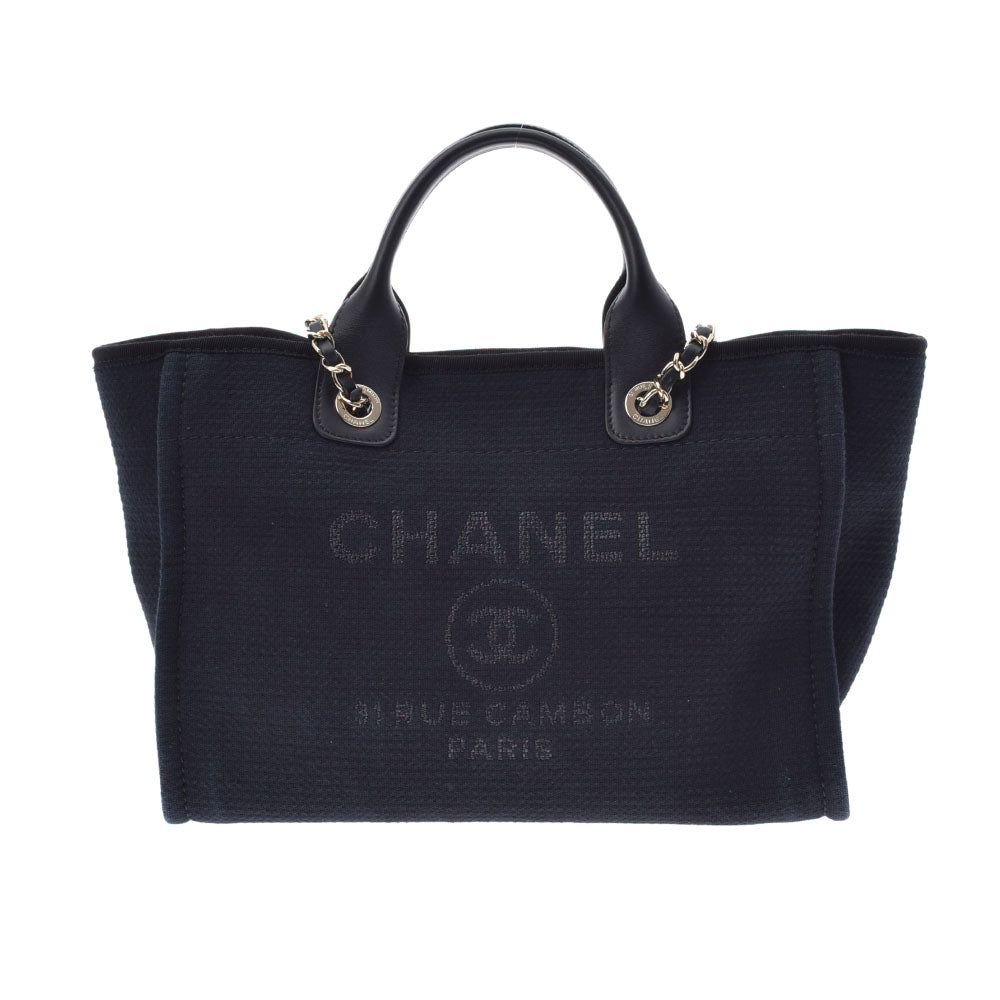 CHANEL シャネル スモールショッピングバッグ ブラック ゴールド金具 レディース ファイバー 2WAYバッグ ABランク 中古 