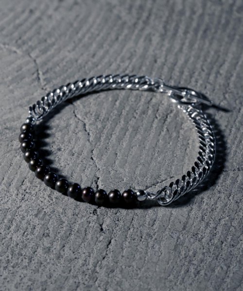 【YArKA/ヤーカ】pearl & kihei chain bracelet/[plb]/パール&シルバーチェーンブレスレット silver925