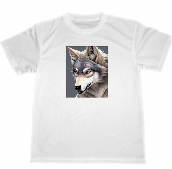 ドライ　Tシャツ　オオカミ　２　アート　イラスト　狼　グッズ　アニマル　WOLF