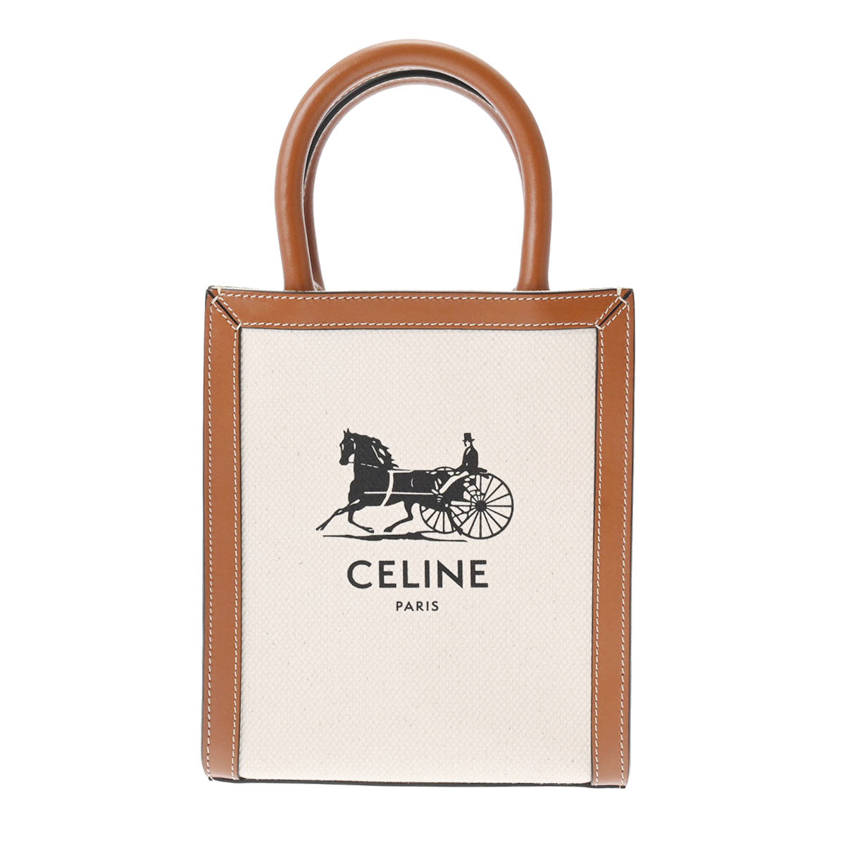 CELINE セリーヌ スモールバーティカルカバ ブラウン 192082 レディース キャンバス レザー 2WAYバッグ Aランク 中古 