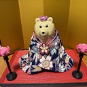 しろくま貯金箱  (18) ひな祭り  お着物&つまみ細工ネックレス&花冠　のセット