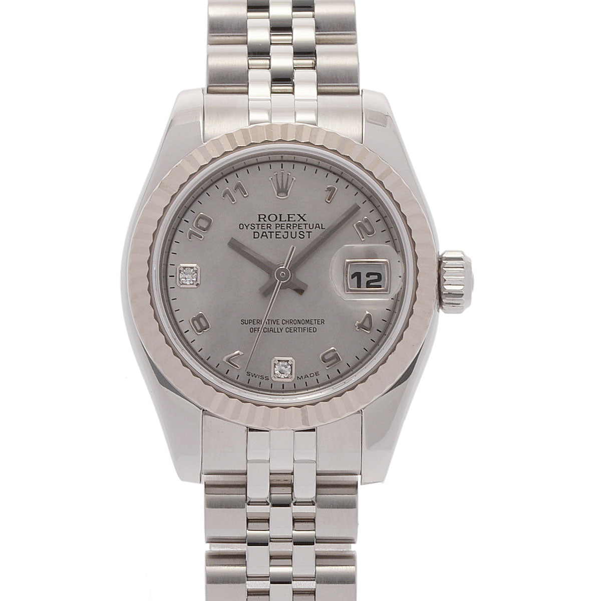 ROLEX ロレックス デイトジャスト 2Pダイヤ 179174DN2BR レディース SS/WG 腕時計 自動巻き シェル文字盤 Aランク 中古 