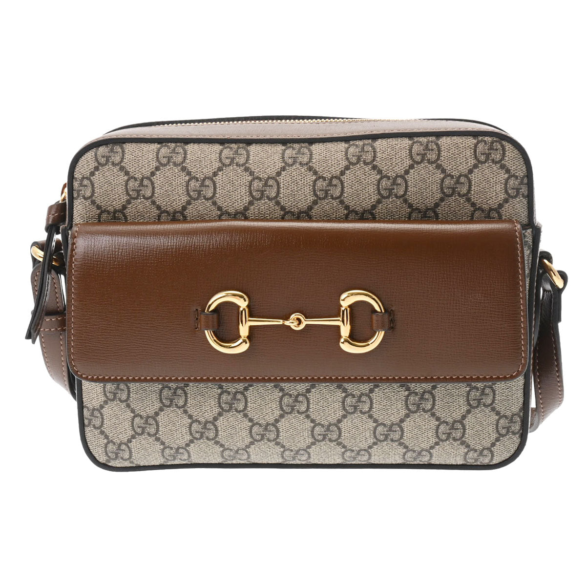 GUCCI グッチ GGスプリーム ホースビット 1955 スモールショルダー ブラウン/ベージュ/エボニー ゴールド金具 645454 レディース キャンバス ショルダーバッグ Aランク 中古 