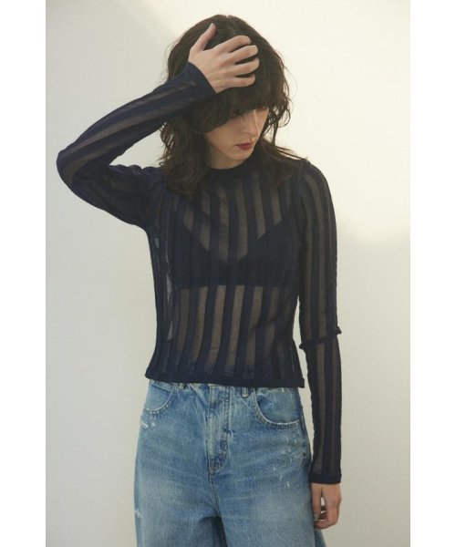 sheer stripe tops