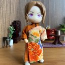 1/12サイズ◆チャイナ服（長袍・百花桔黄）/チャンパオ