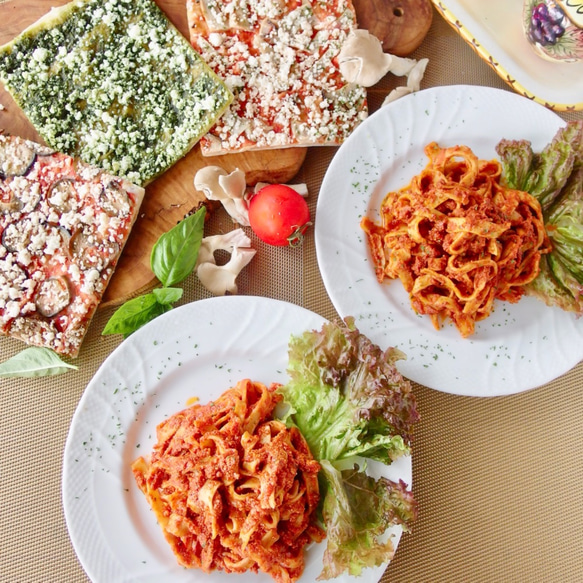 手作りパスタ＆有機野菜の天然酵母ピザセット＜パスタ2食、ピザ３枚＞お中元ギフトフード2024♪