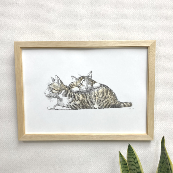 版画「猫と猫」