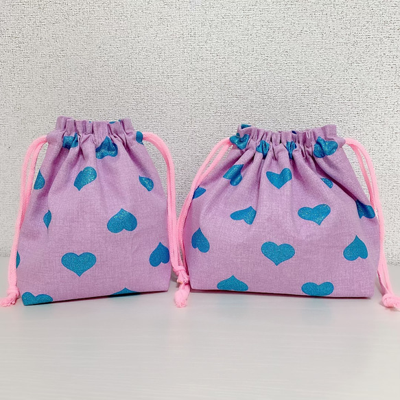 ハンドメイド　ラメ入りブルー♡お弁当袋＆コップ袋