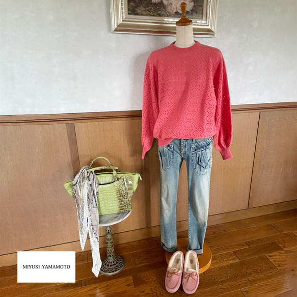 ユニセックス ニット トップス　205 UNISEX PINK TOPS