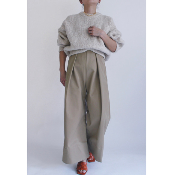 タックワイドパンツ【Tuck wide pants】Beige