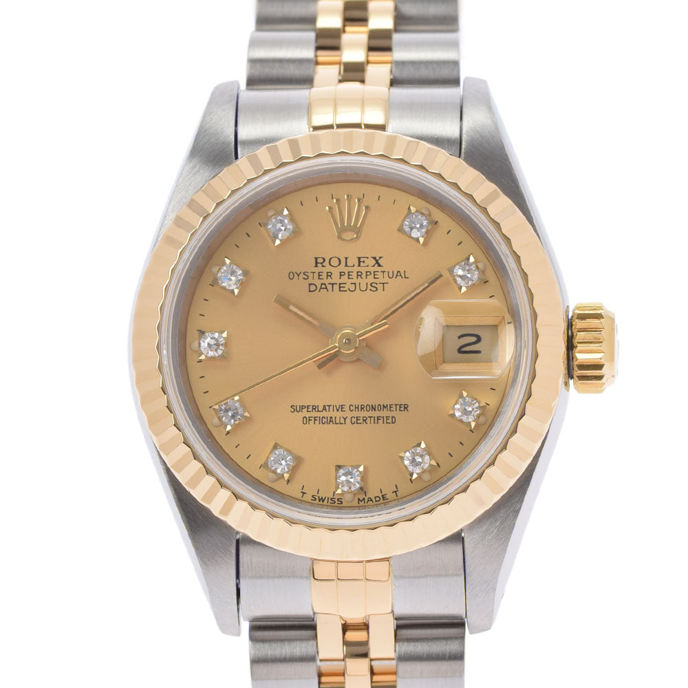 ROLEX ロレックス デイトジャスト 10Pダイヤ 69173G レディース YG/SS 腕時計 自動巻き シャンパン文字盤 Aランク 中古 