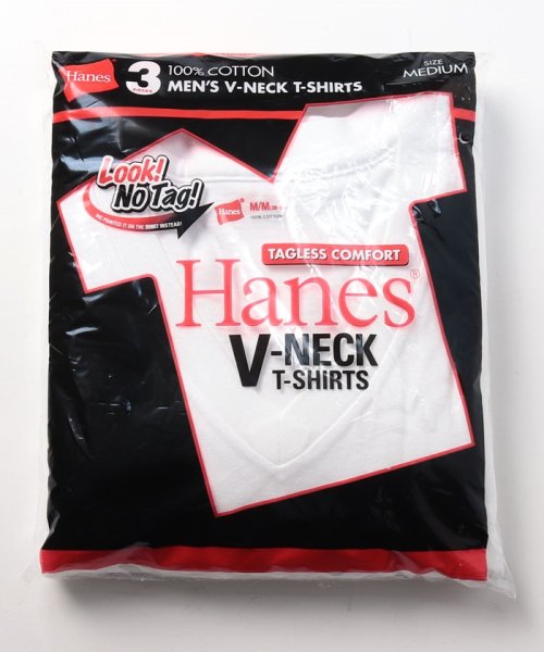 【HANES】赤ラベル 綿100% VネックTシャツ 3Pパック 3枚組 肌着にも シャツインが決まるVネック