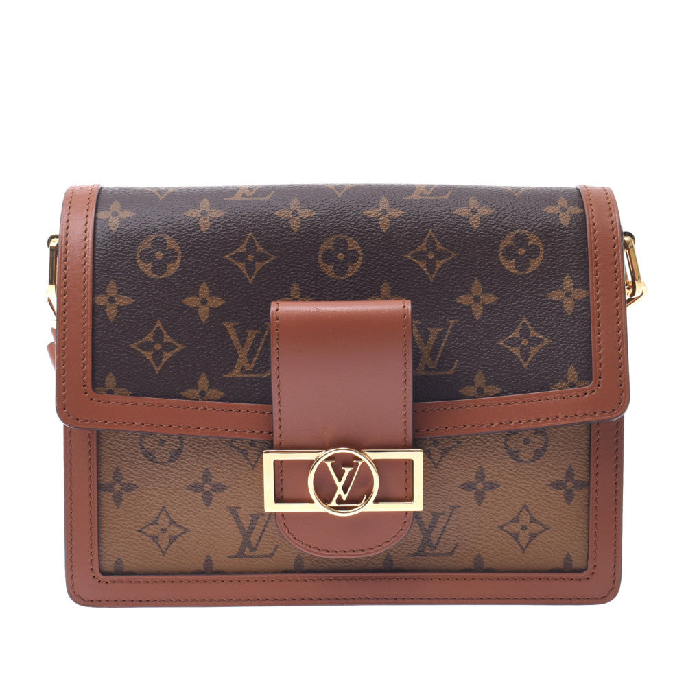 LOUIS VUITTON ルイヴィトン モノグラム リバース ドーフィーヌ クラッチバッグ キャメル系/ブラウン M44391 レディース モノグラムキャンバス ショルダーバッグ Aランク 中古 