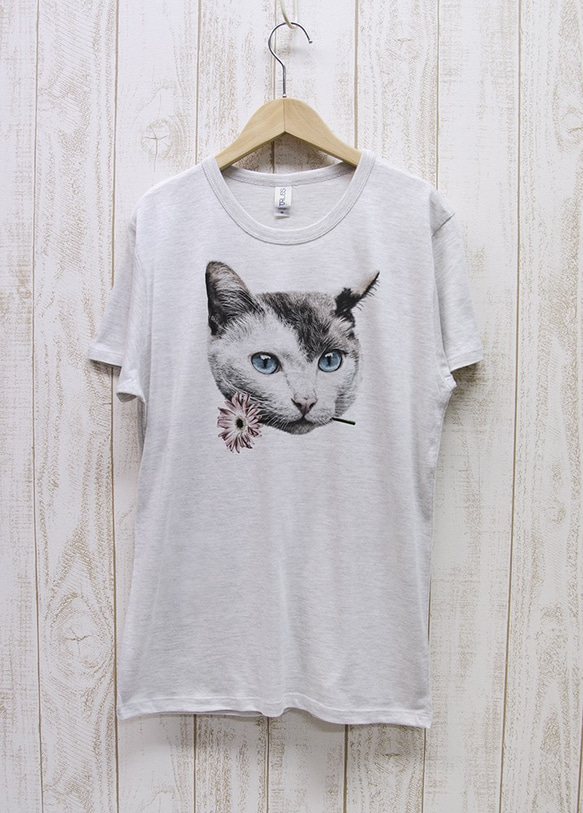 ronronCAT Tee　Here you go（ヘザーホワイト） / R028-TT-HWH