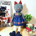 布ハンドメイド猫　オシャレな『Roseちゃん』　肉球あり♡ ネコぬいぐるみ