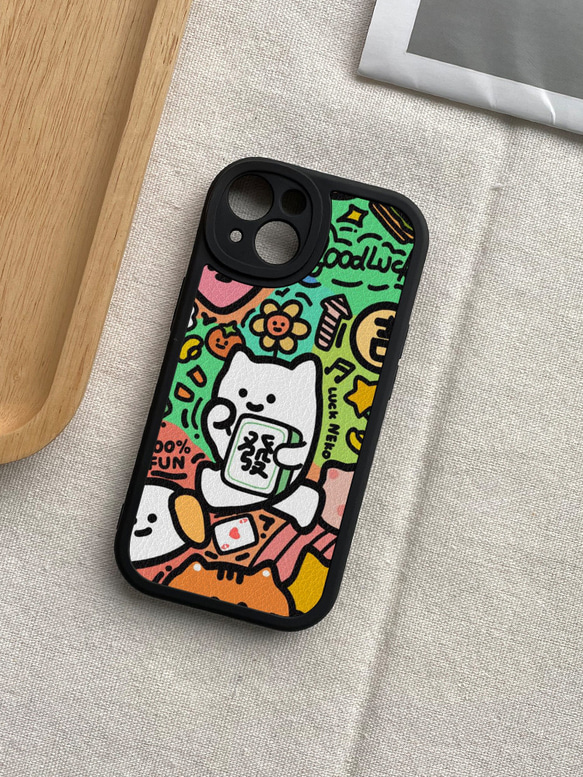 スマートフォン保護ケース、すべてのiPhone 15/14/13/12/11およびその他のモデルと互換性あり 漫画の動物の落書き