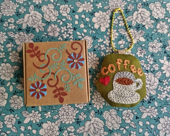 刺繍バッグチャーム〜＊コーヒーと♥＊