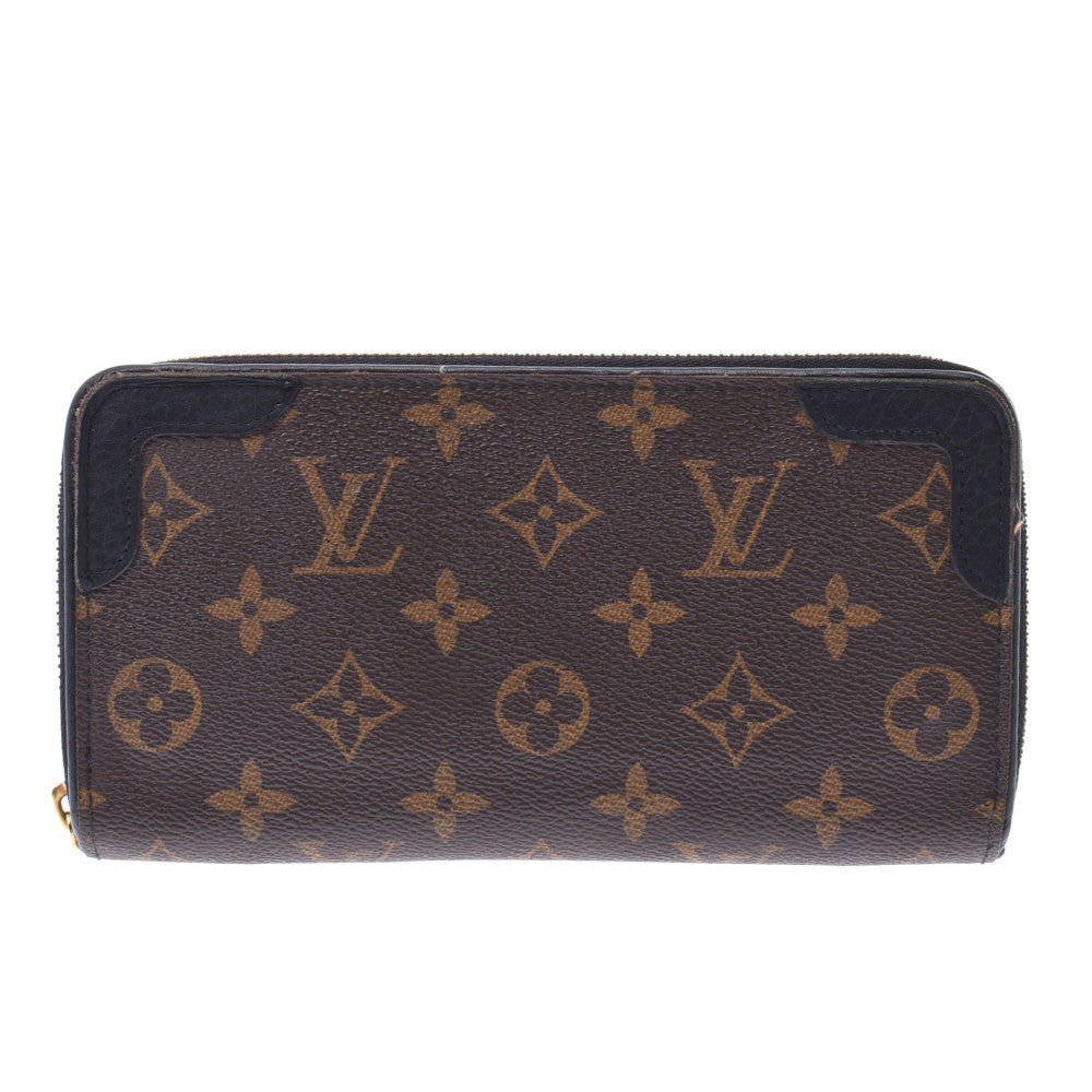 LOUIS VUITTON ルイヴィトン モノグラム ジッピーウォレット レティーロ  ノワール M61855 ユニセックス モノグラムキャンバス 長財布 Bランク 中古 