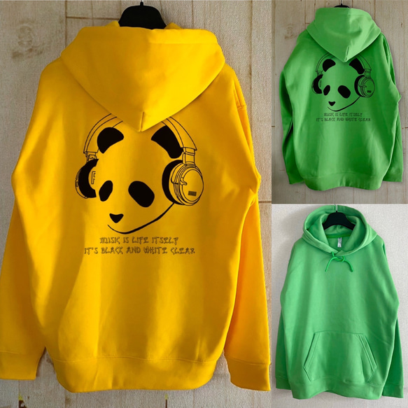 PANDA MUSIC / プルオーバーパーカー / Green、Yellow