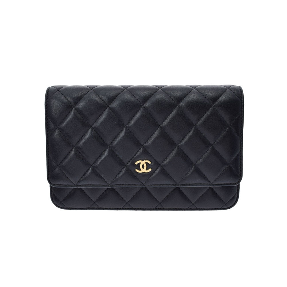 CHANEL シャネル マトラッセ チェーンウォレット 黒 ゴールド金具 AP0250 レディース ラムスキン ショルダーバッグ Aランク 中古 